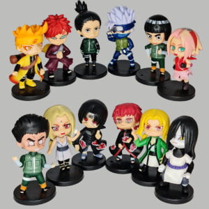 Set of 12 figurines of characters from naruto anime