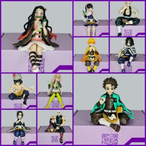 collection of demon slayer sitting figurines